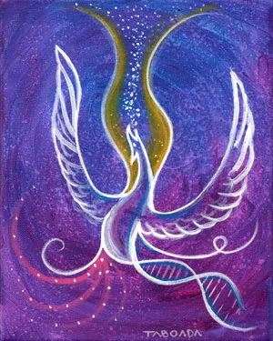 A majestic white phoenix bird